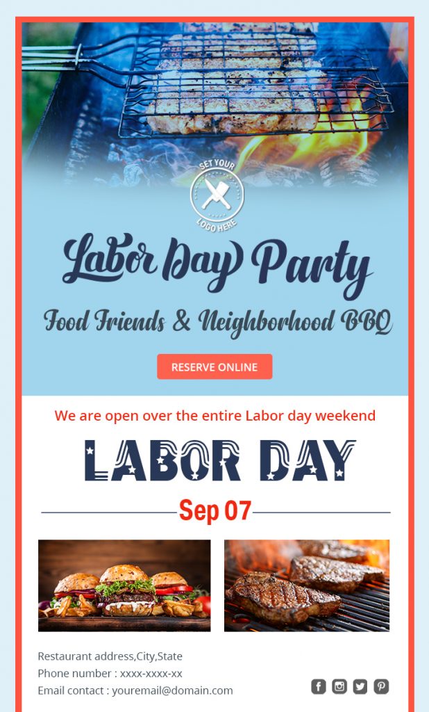 Labor day BBQ party email template  