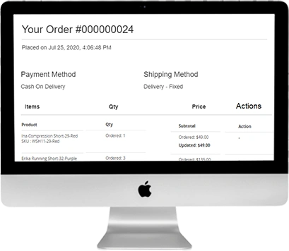 Notification alert for customerized order