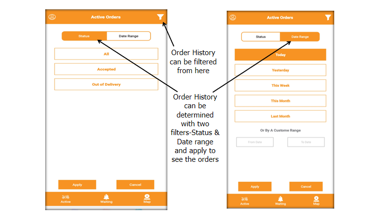 Partner can Apply Relevant Filters to View Order History